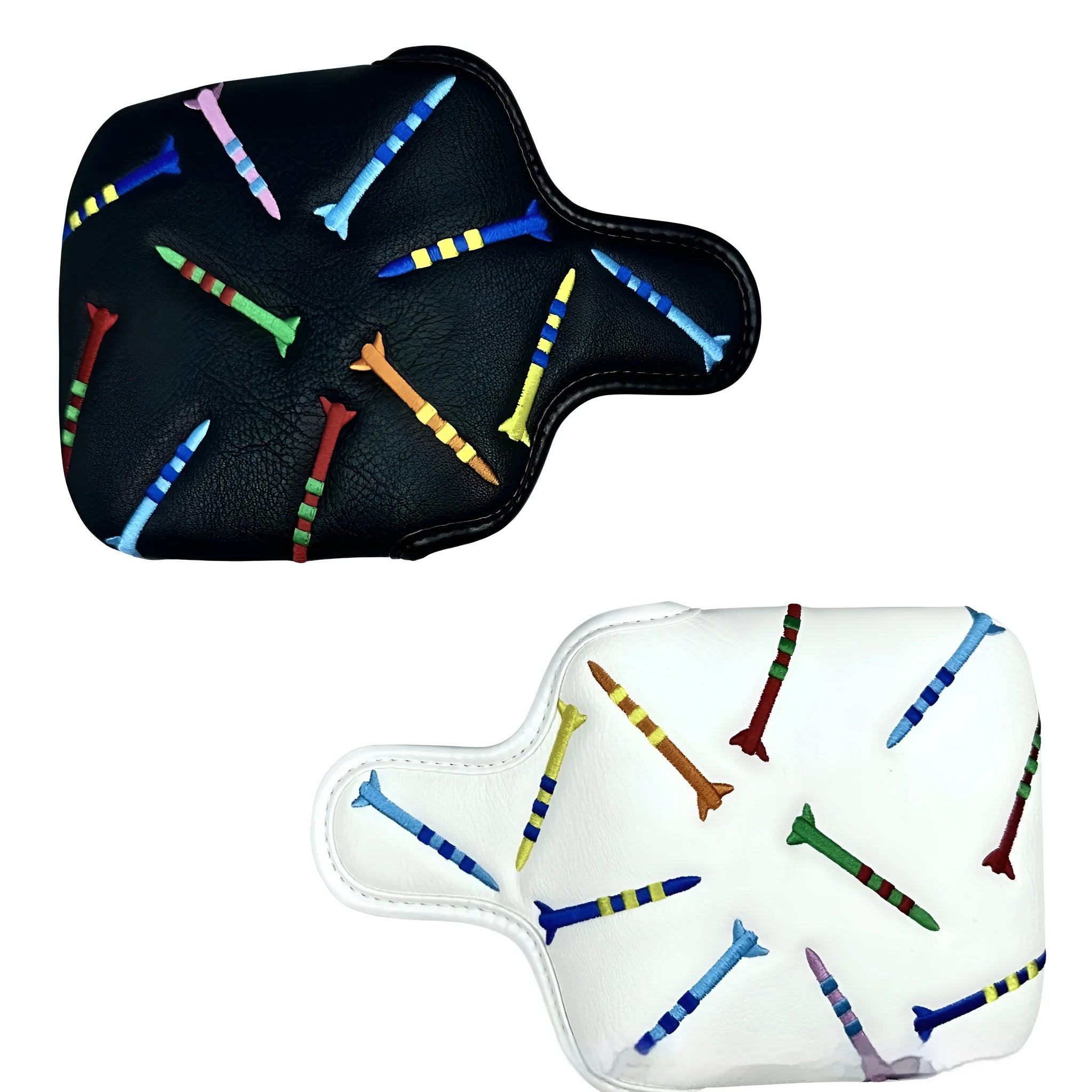 Black golf putter protective sleeve with square rocket pattern design