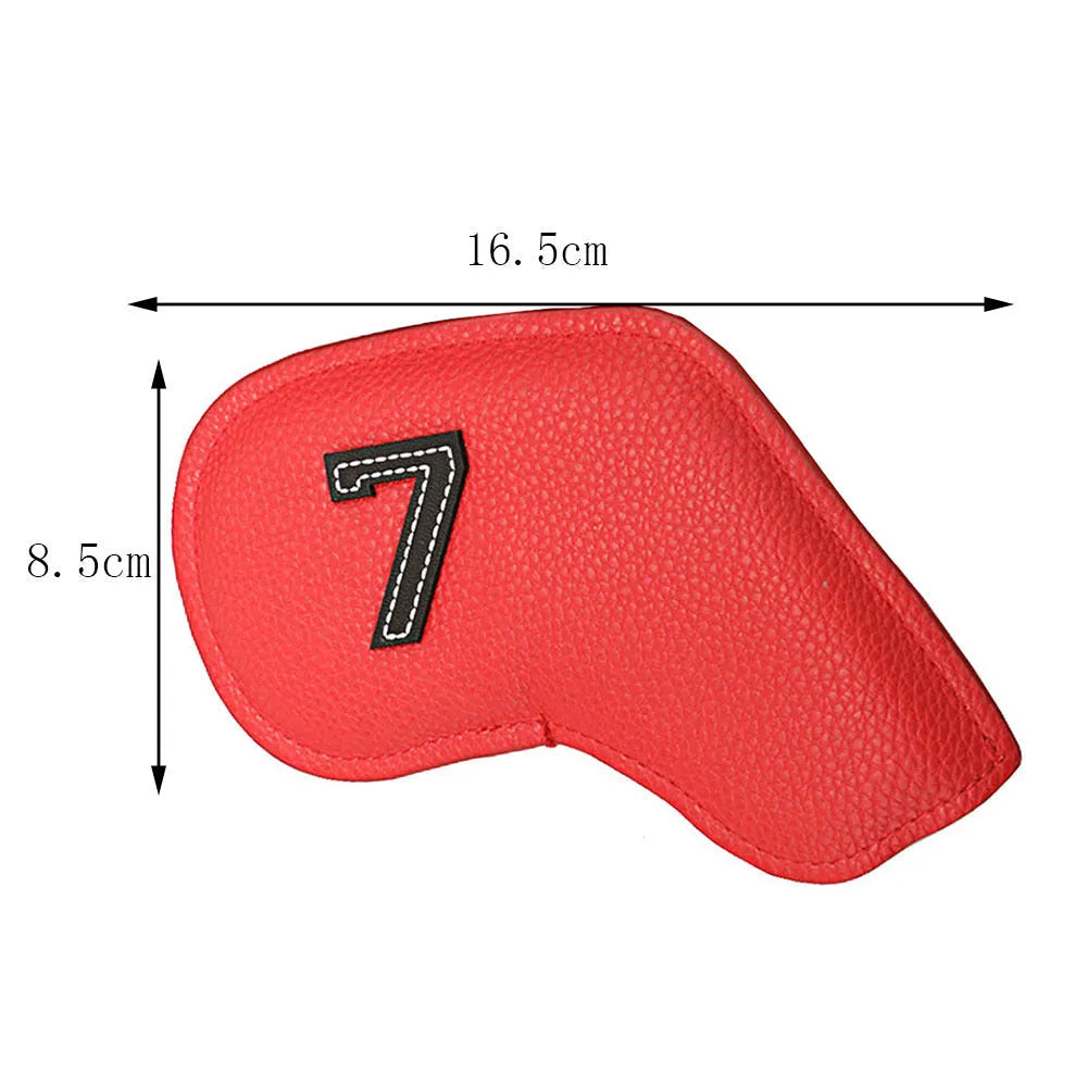 Set of 10 digitally printed PU golf club head covers in various colours