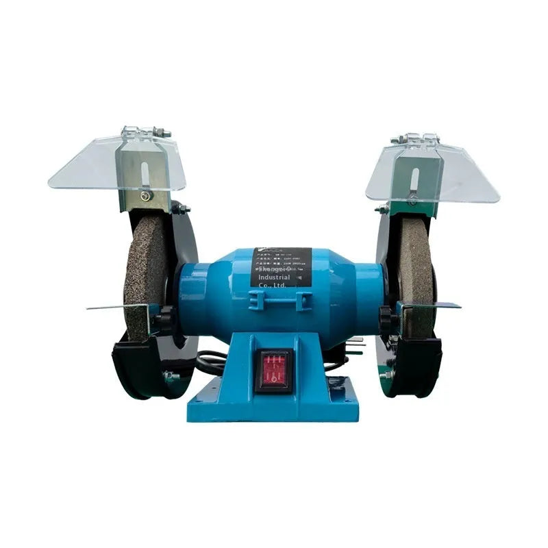 Compact 5-inch metal desktop polishing machine with a grinding wheel for sharpening knives.