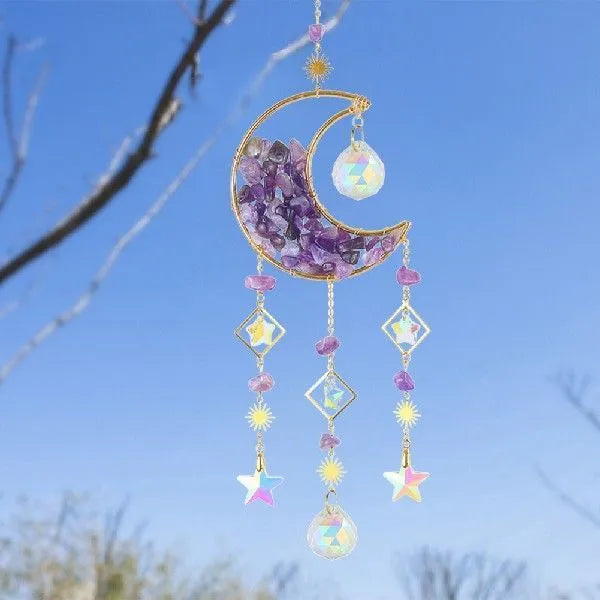 K9 crystal moon pendant car accessory with 420mm cord in five colour options