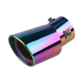 Stainless steel car modification tailpipe in 140mm length, showing straight and curved style options
