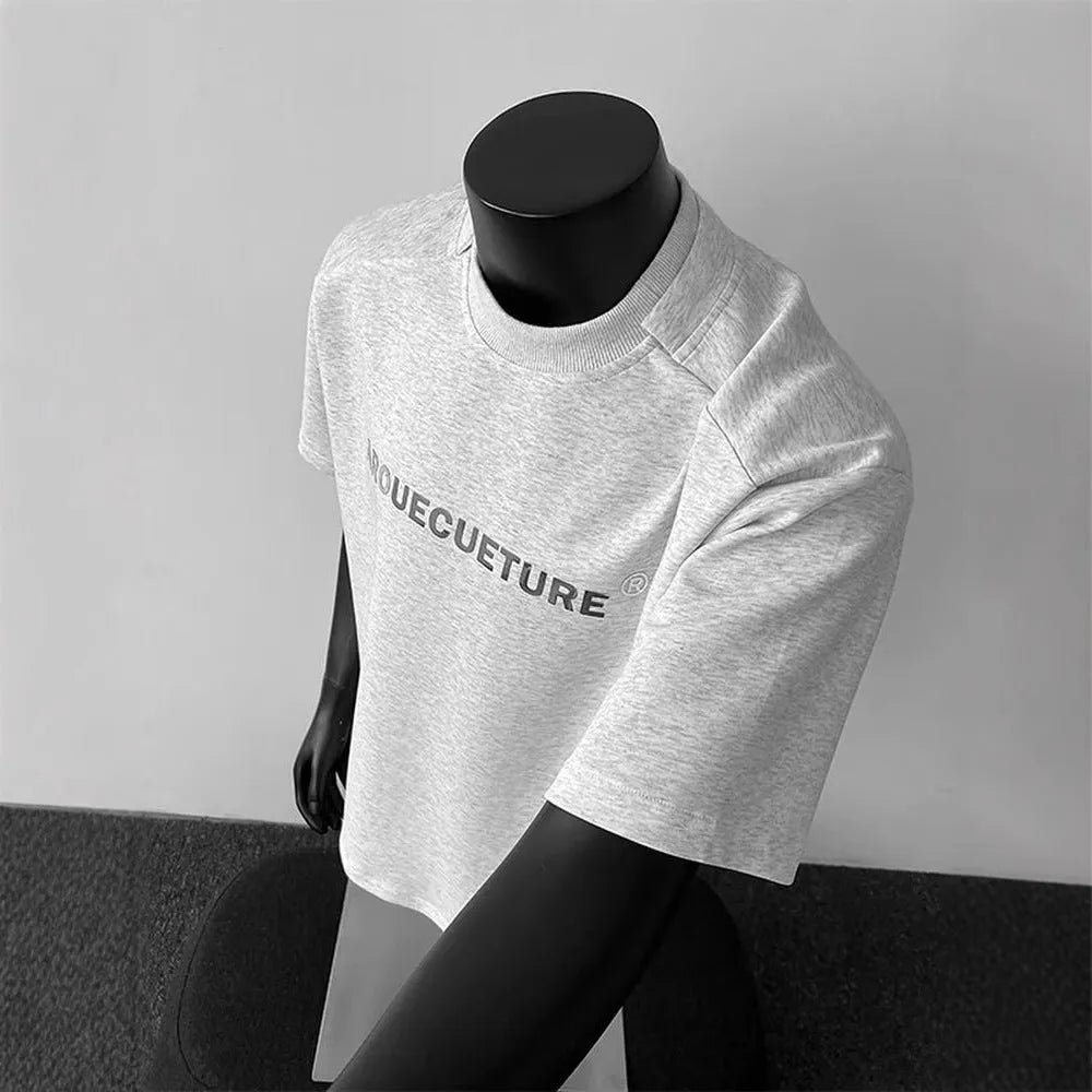 Men's white short sleeve cotton t-shirt with crew neck and loose fit styling