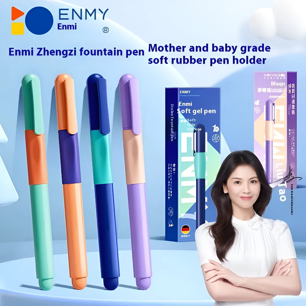 Blue plastic student posture correction pen in box packaging
