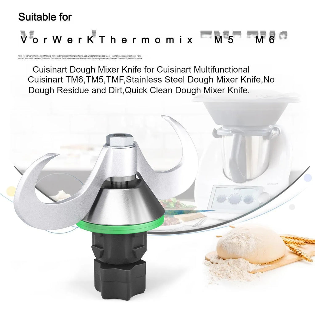 Ceramic and stainless steel dough knife replacement accessory for Thermomix TM6 and TM5 machines