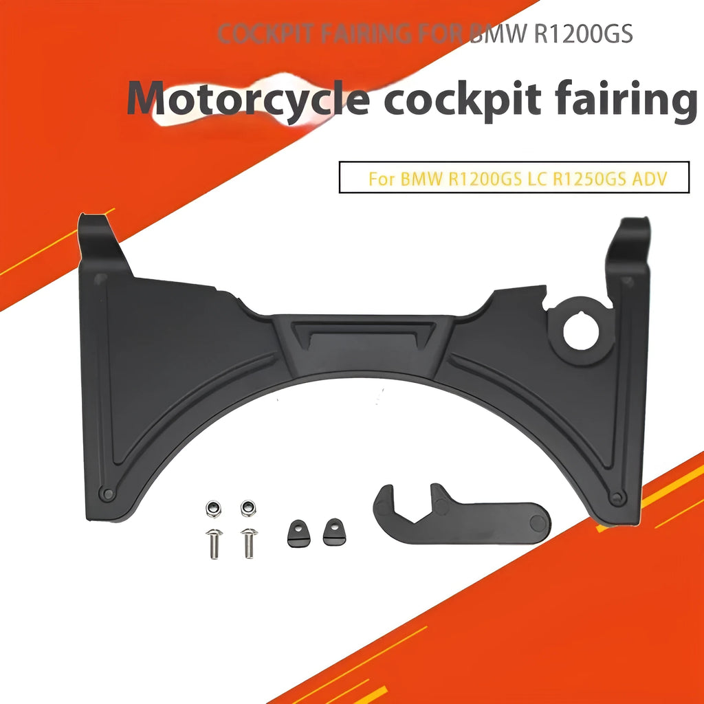 Black motorcycle cockpit fairing modification kit for BMW R1250GS and compatible R1200GS models