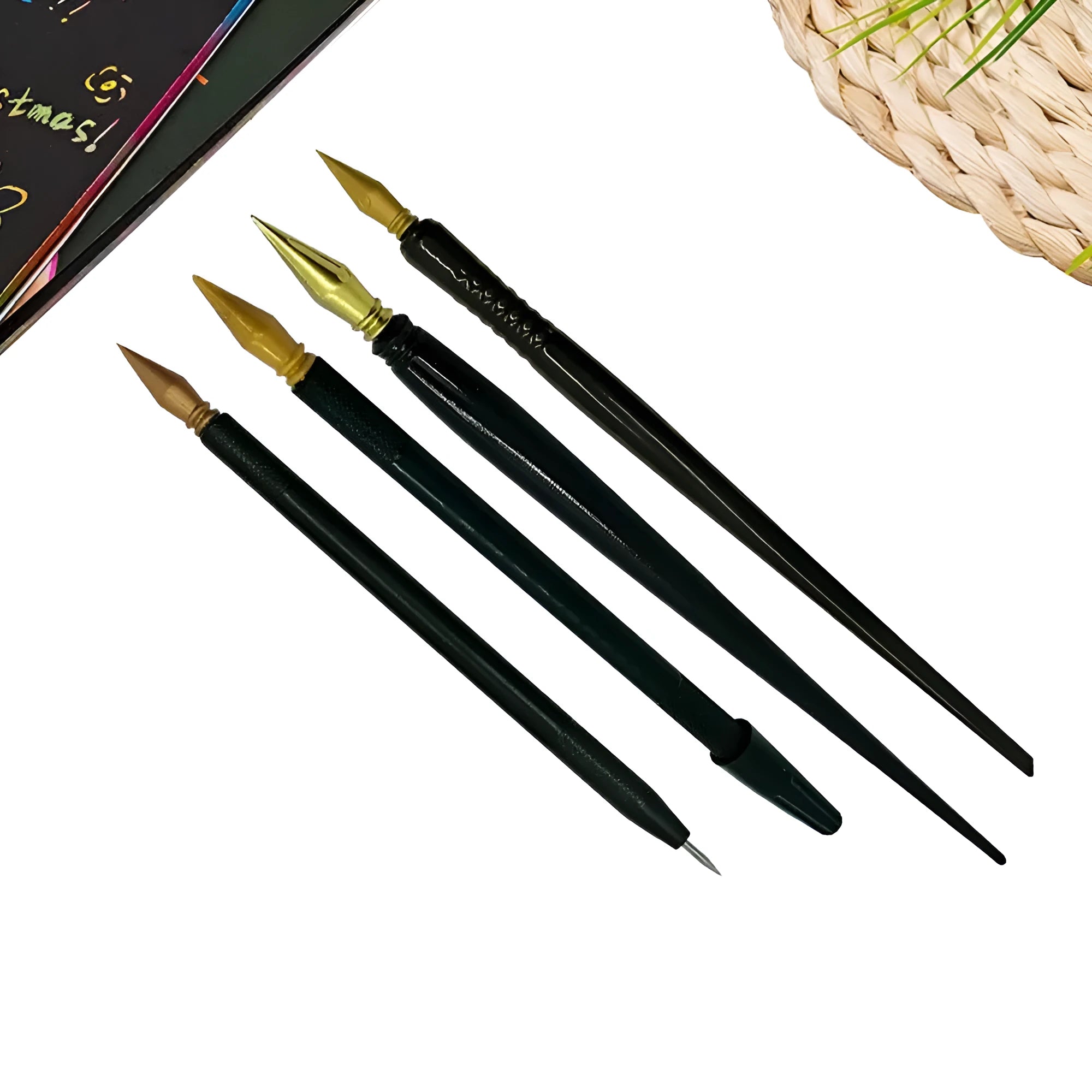 White PS plastic scratch art pen for children's drawing and rainbow craft projects
