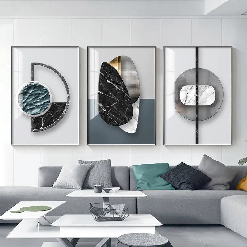 Abstract geometric canvas wall poster in picture colour, available in multiple sizes from 20x30cm to 60x80cm