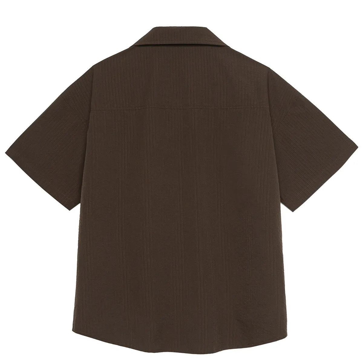 Brown striped Cuban collar short sleeve waterproof shirt for mountain camping