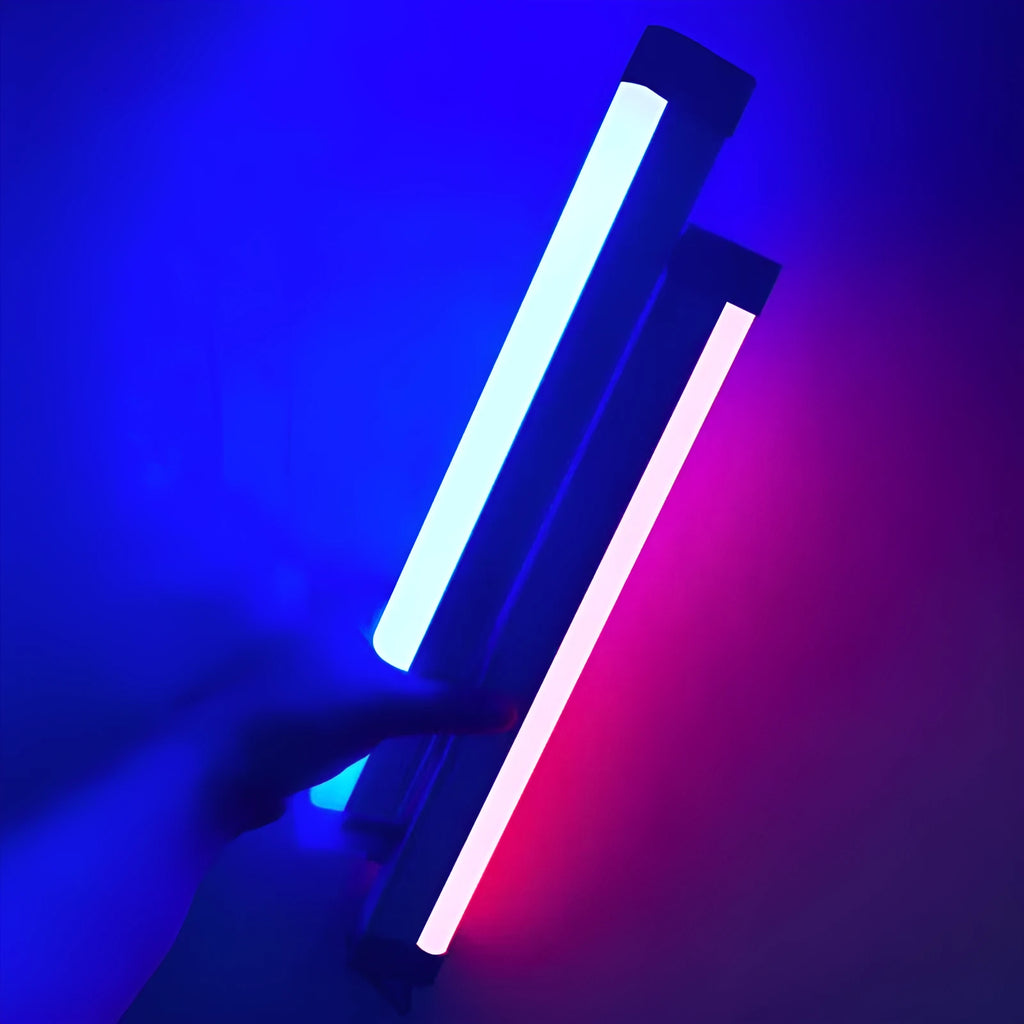 Rechargeable LED tube stick night light in blue and purple colours with USB charging cable