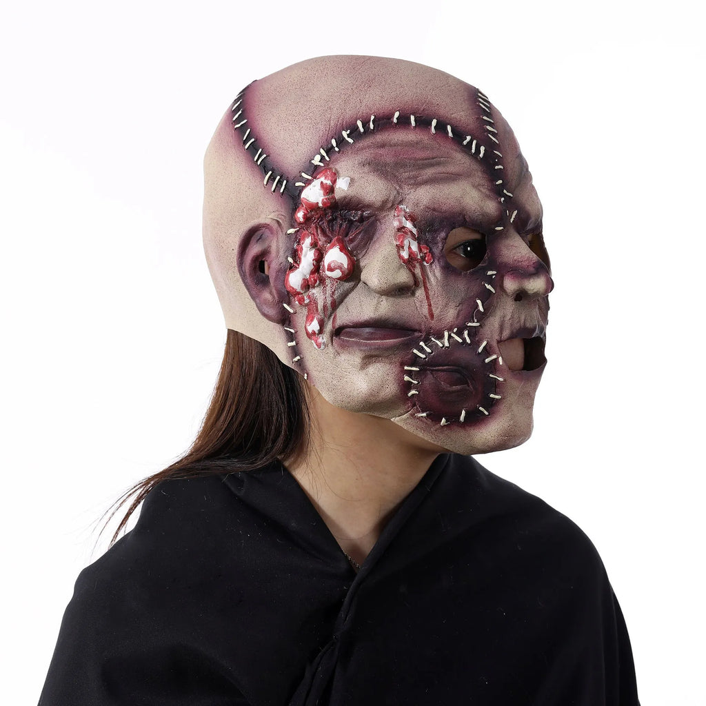 Halloween three-sided grimace horror mask made of natural latex for adults