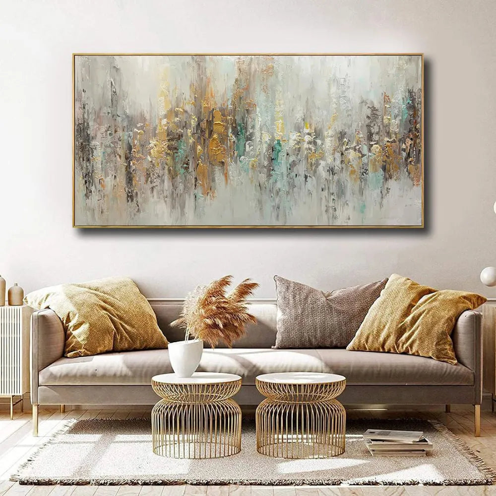 Handmade abstract oil painting on canvas horizontal modern wall art for living room unframed