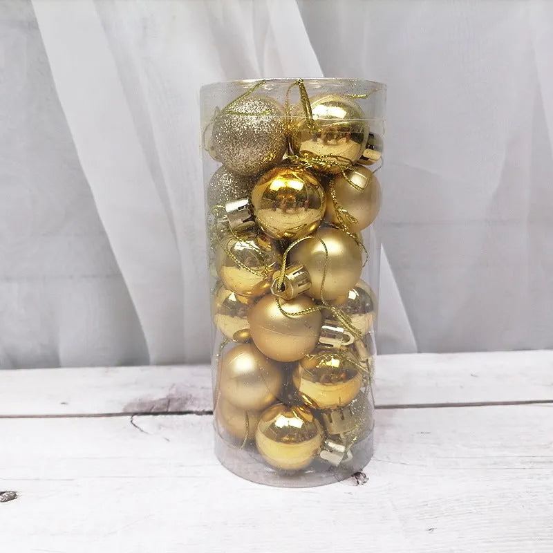 Assorted 3cm gold, red, silver, blue, and pink plastic electroplated Christmas baubles