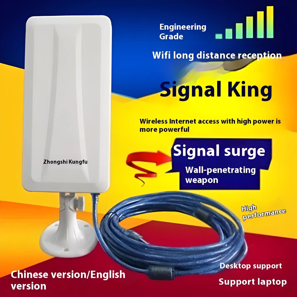 White USB wireless network card with adjustable antenna for extended Wi-Fi coverage