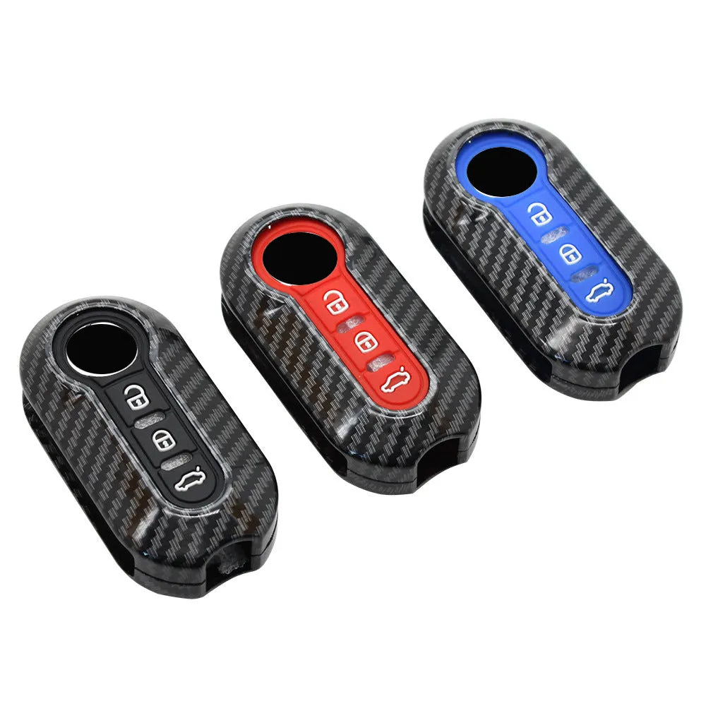 Fiat 500 Boyue Ottimo Viaggio remote key case replacement shell in black, red, or dark blue