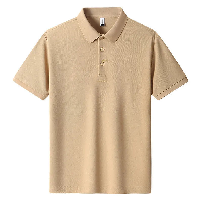 Men's loose fit cotton T-shirt with a letter pattern, shown in one of six available colours.