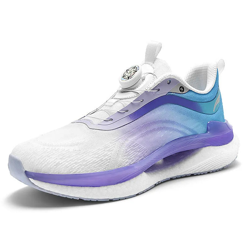 Men's high-top breathable running shoes with popcorn sole and buckle fastening in cotton candy colour