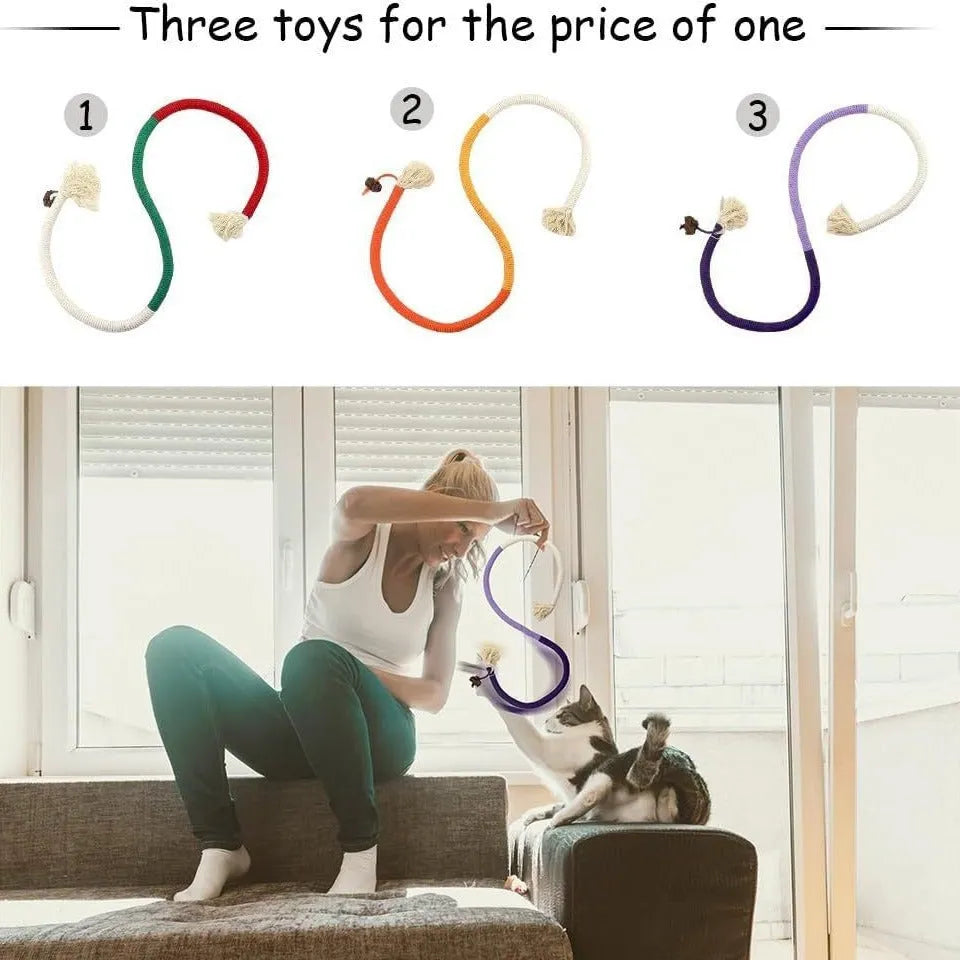 70cm bite-resistant cotton string cat toy with catnip in absolute purple colour