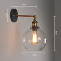 Round ball glass wall lamp in retro style with aluminium holder, 20cm diameter