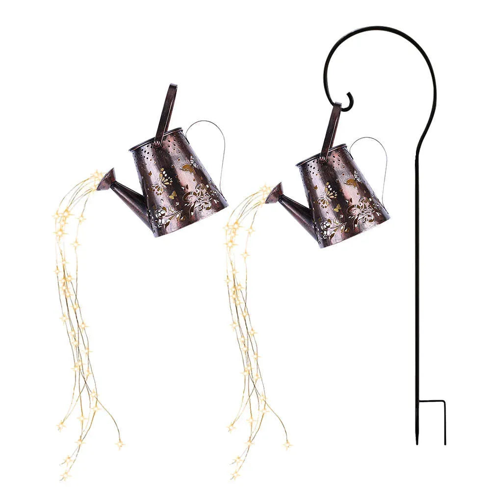 Iron butterfly solar garden lamp with warm white LED lighting
