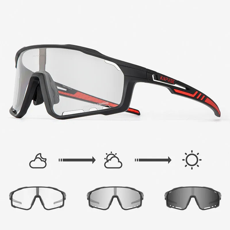 TR90 frame photochromic cycling sunglasses with semi-rimless unisex design.