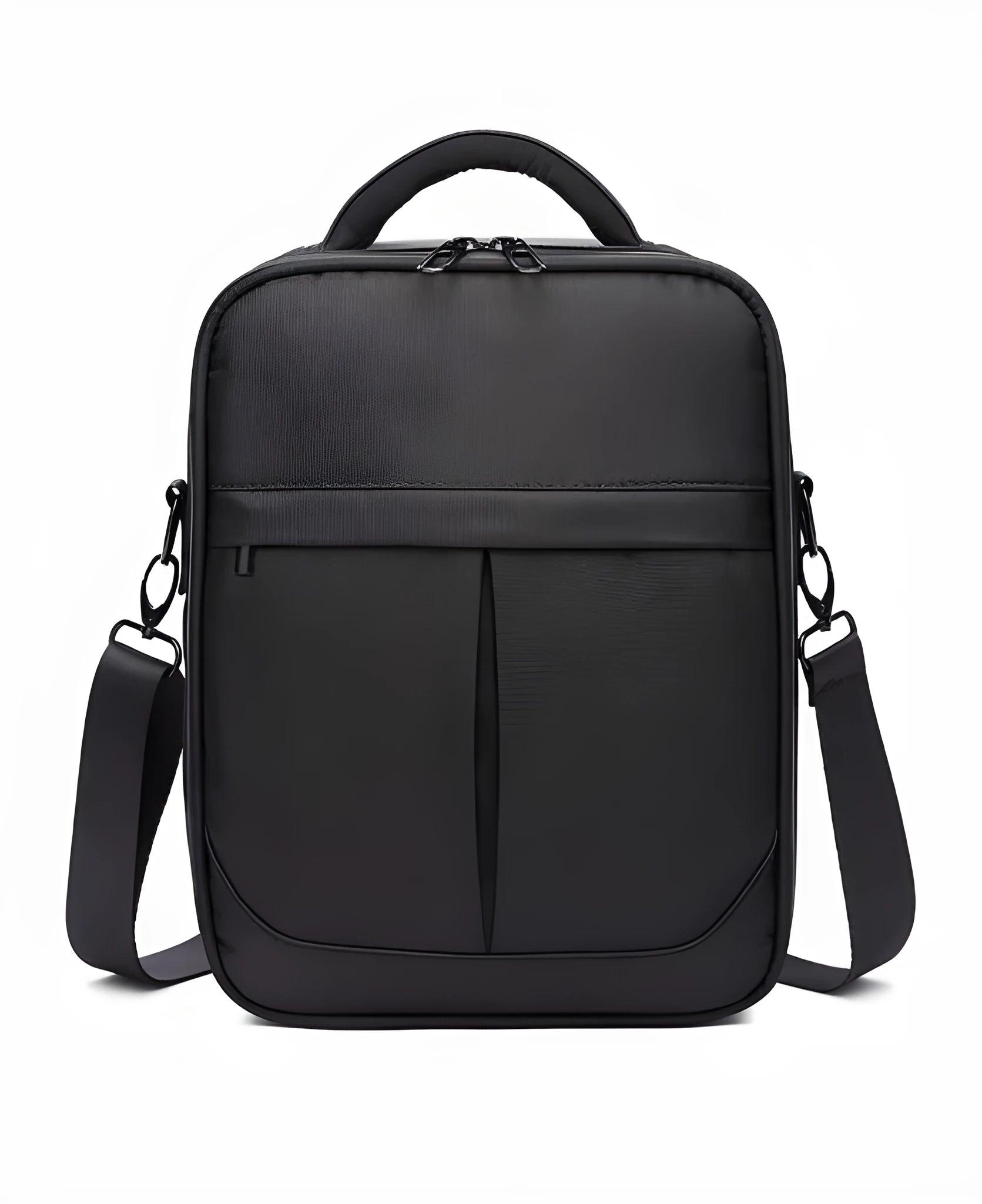 Black Oxford fabric men's messenger shoulder bag showing 24x11x31cm dimensions