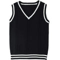 Women's waistcoat V-neck knitted sweater with striped stitching detail in slim fit design