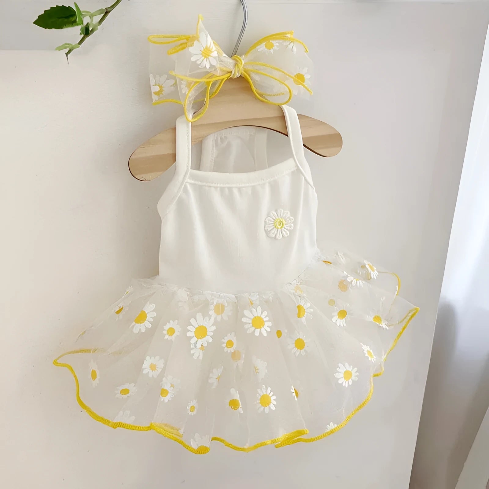Summer thin dog coat in yellow little Daisy print for small to large dogs
