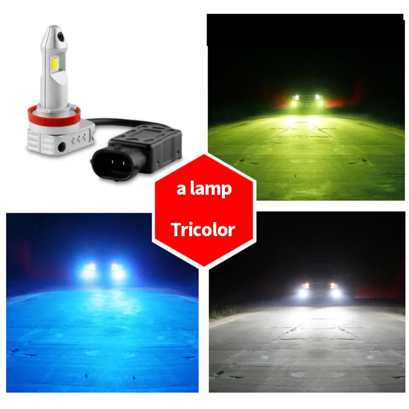 Universal LED fog lamp bulb with aluminium housing on a white background