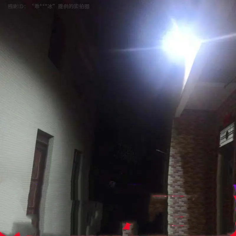 Black solar-powered outdoor flood light with multiple wattage options and IP67 waterproof rating