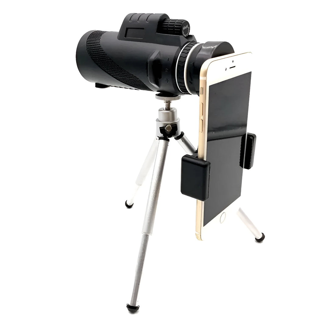 Black 40x60 HD smartphone telescope monocular with fully multi-coated lens for long-range viewing