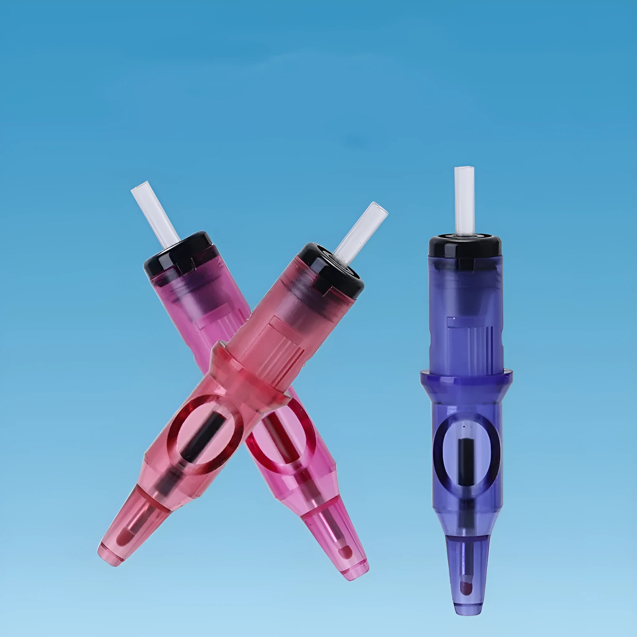 Tattoo integrated needle drawing tool with colour ballpoint pen function for line and point work