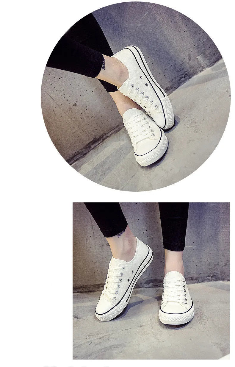 Women's casual canvas shoes in solid colours available in multiple sizes