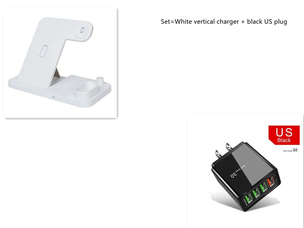 4-in-1 wireless charging station with adjustable magnetic stand for phone and Apple Watch