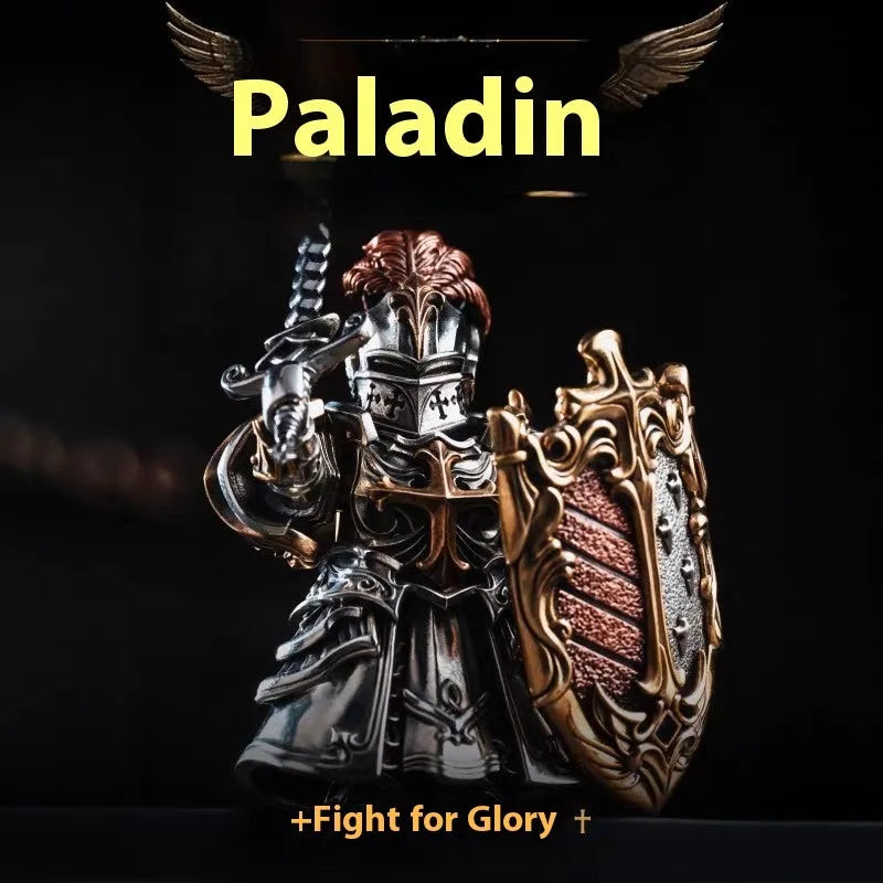 Paladin national style copper crusader table ornament with holy sword and shield