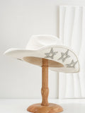 Polyester western top hat with conical crown and hexagonal star detail in size M.