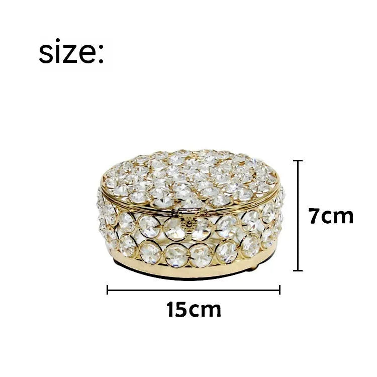 French gold European style jewelry storage box with transparent crystal glass panels