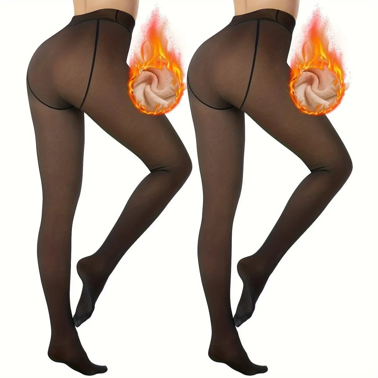Anti-snagging wool-lined nylon leggings shown in black and coffee colour options with footed design.