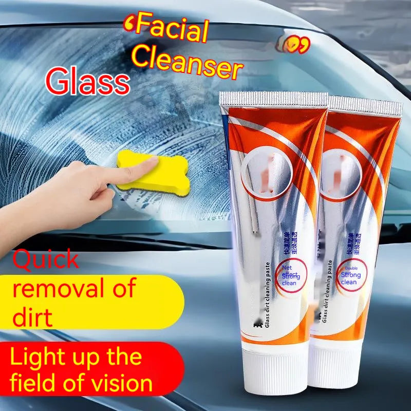 White 65ml bottle of car windscreen cleaning agent for removing oil stains from glass