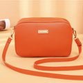 Women's solid colour PU shoulder bag with three-dimensional pockets and horizontal square shape