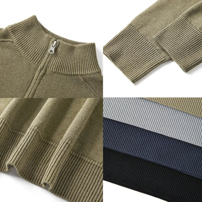 Thickened wool casual sweater for men, slim-fit pullover in six colours including black and light gray