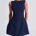 Slim-fitting backless sling dress with high waist and sleeveless design in summer colours