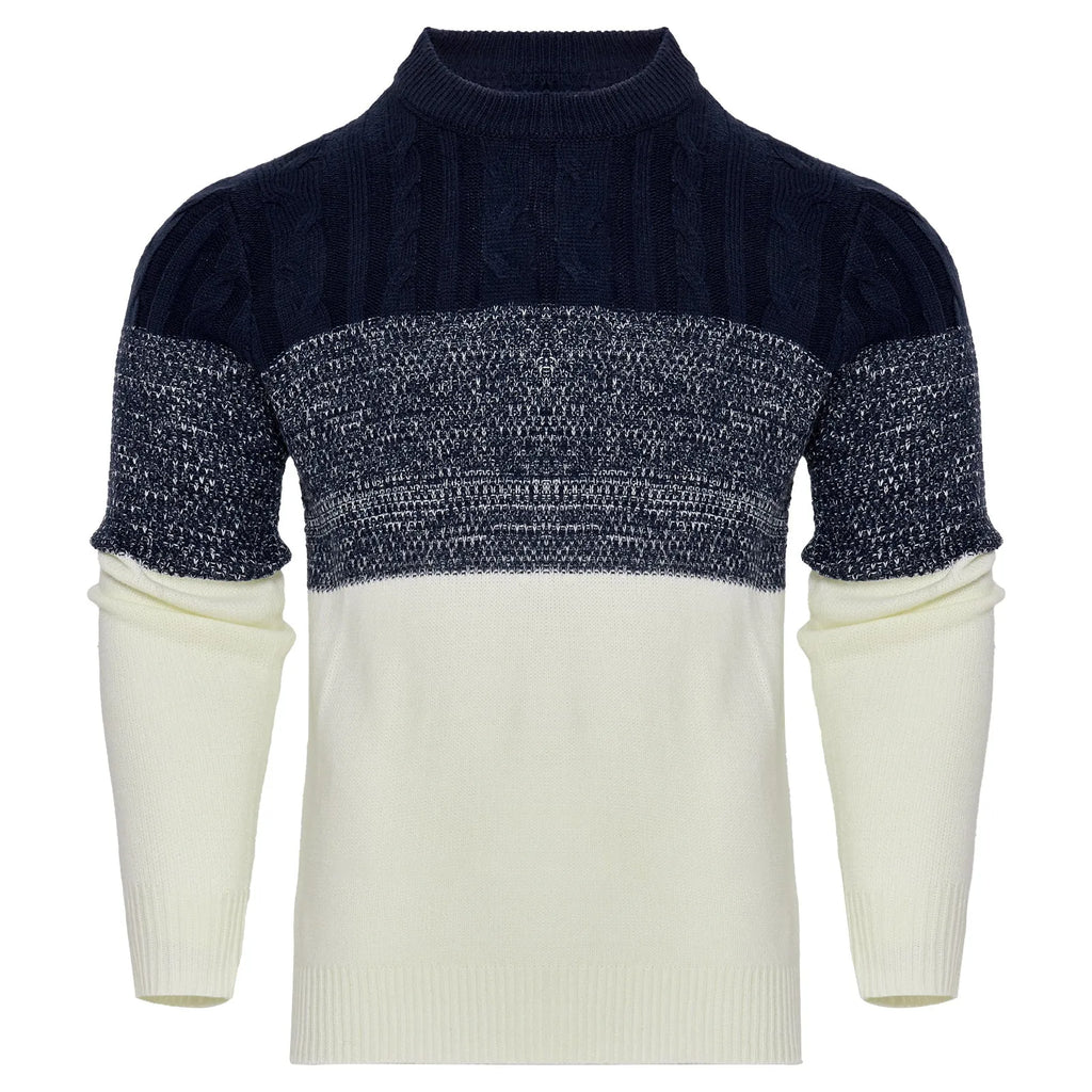Men's acrylic knitted long-sleeve pullover sweater in three style variations