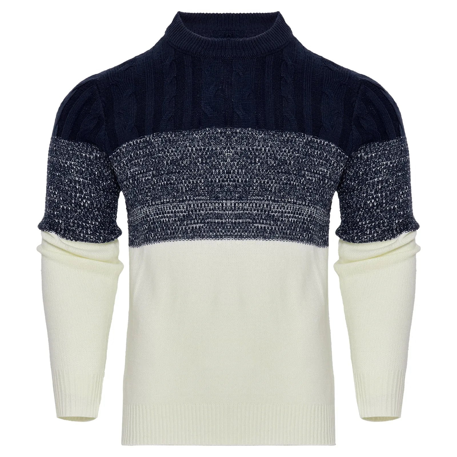 Men's acrylic knitted long-sleeve pullover sweater in three style variations