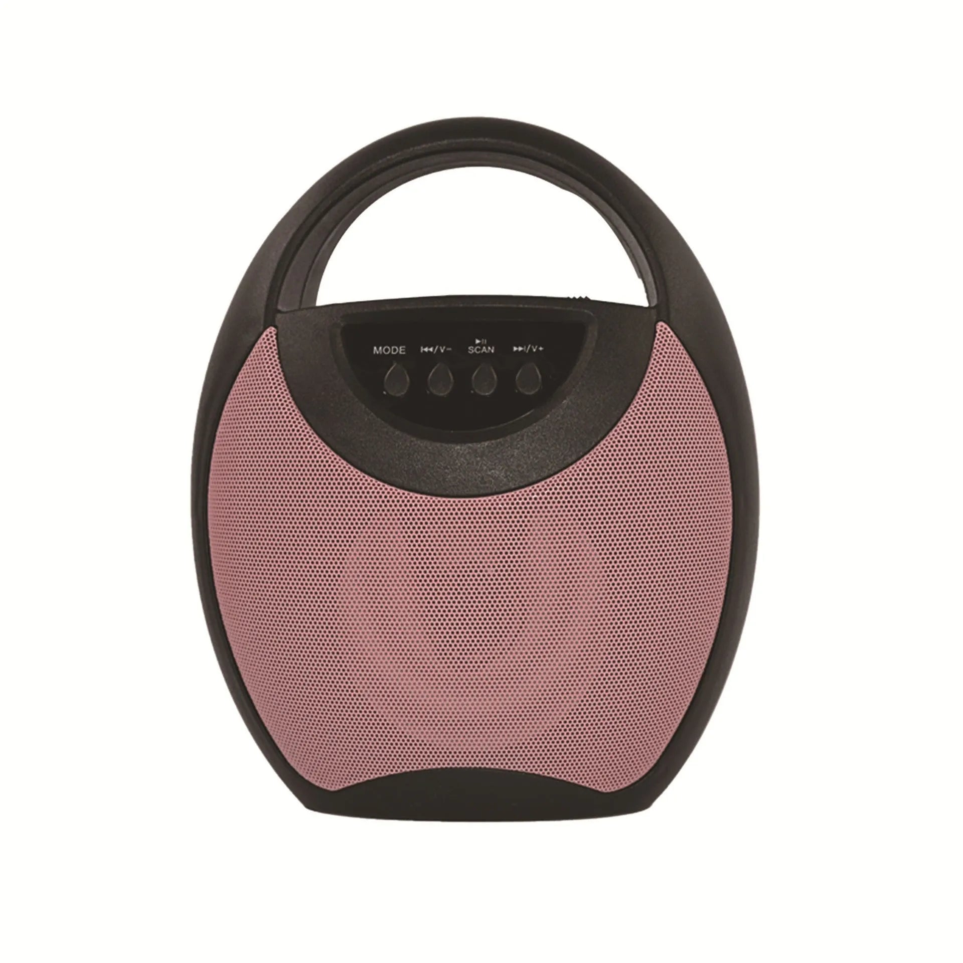 Portable Bluetooth speaker with plastic shell in black, 1200mAh battery, 6-hour playtime, USB and SD card slots