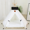 Striped flax and linen pet teepee tent with cushion for small dogs cats rabbits