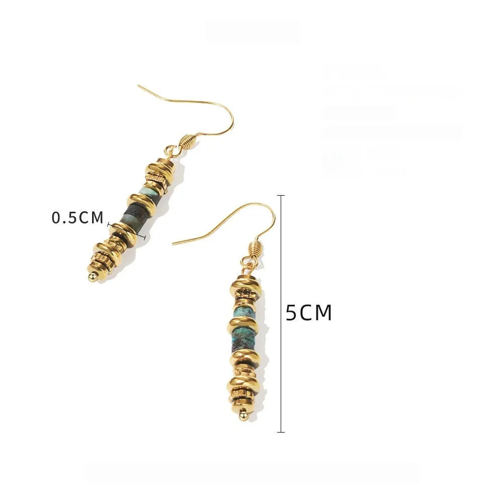 Titanium steel geometric dangle earrings in European and American retro style with 18K purity