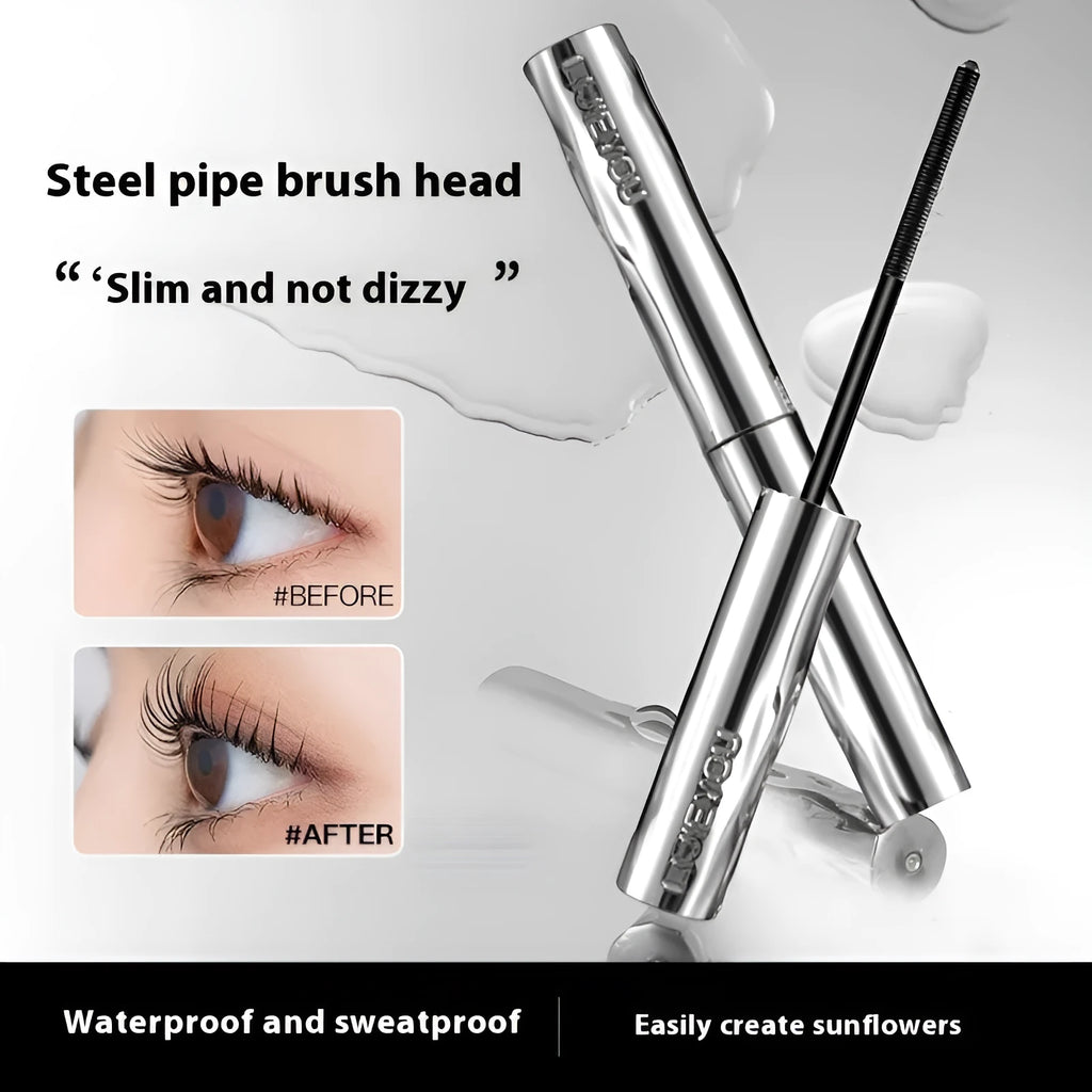 Waterproof steel tube mascara in black and brown colours with optional eyelash curler.