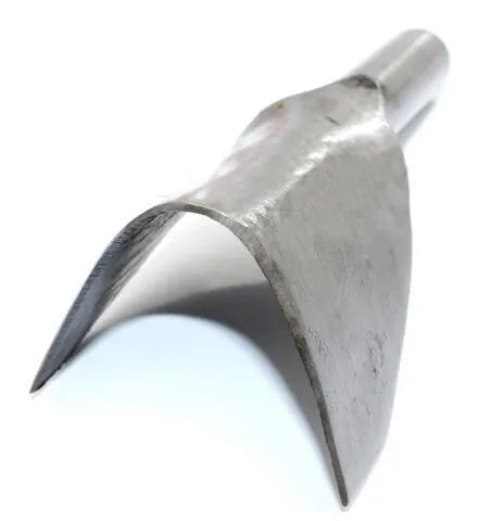 Six steel leather craft punch tools showing half-round and V-shaped ends in sizes from 15mm to 40mm.