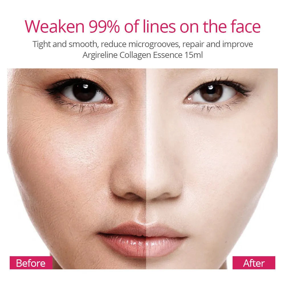 Collagen facial serum bottle with anti-wrinkle lifting firming brightening benefits for UK skincare