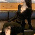 Black polyester women's slim fit princess dress skirt elegant style